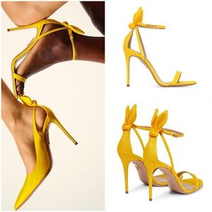 New Aquazzura Bow Tie 105 Cutout Woven Raffia Sandals 40.5 $895
